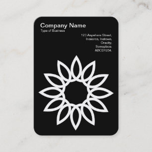 Geometric Flower - White on Black Business Card