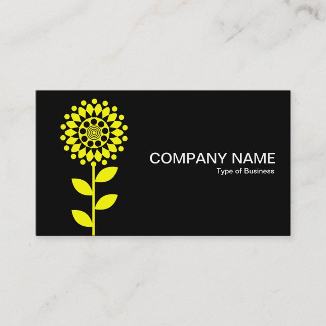 Geometric Flower - Yellow on Black Business Card (Front)