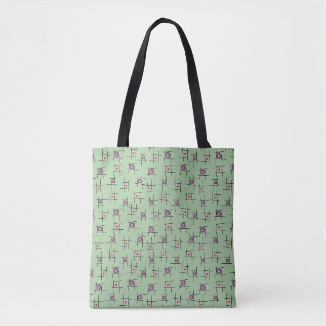 Geometric Flowers and sticks on green background Tote Bag (Front)