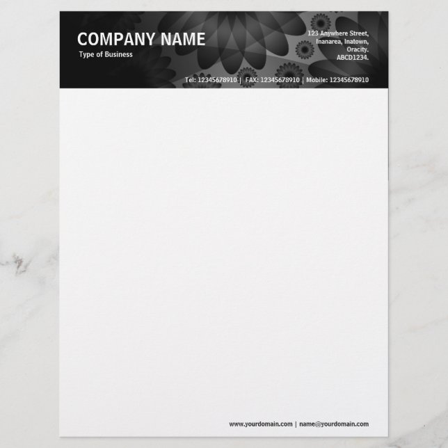 Geometric Flowers - Black and Grey Letterhead (Front)