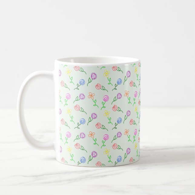 Geometric Flowers  Coffee Mug (Left)