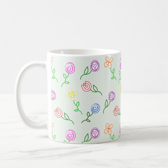 Geometric Flowers  Coffee Mug (Left)