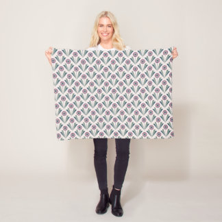Geometric Flowers Fleece Blanket