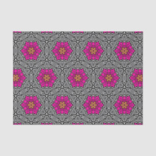 Geometric Flowers - Fuchsia Pink and Grey   Tissue Paper