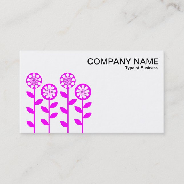 Geometric Flowers - Magenta on White Business Card (Front)