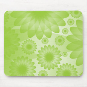 Geometric Flowers - Martian Green Mouse Pad