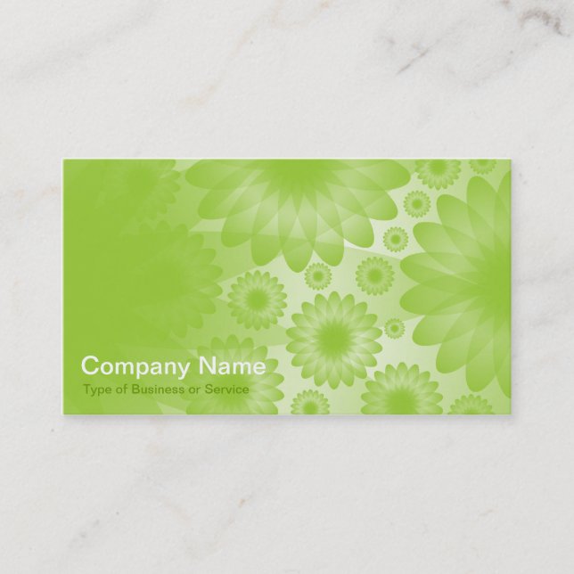 Geometric Flowers - Martian Green with Grey Business Card (Front)
