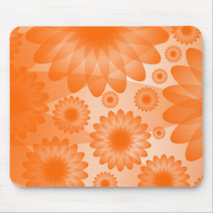 Geometric Flowers - Orange Mouse Pad