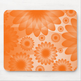 Geometric Flowers - Orange Mouse Pad