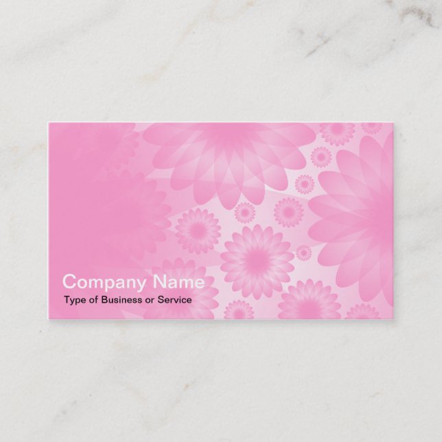 Geometric Flowers - Pink with Grey Business Card (Front)
