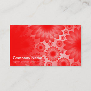 Geometric Flowers - Red with Grey Business Card