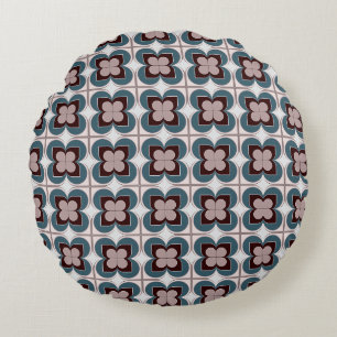 Geometric Flowers Round Pillow