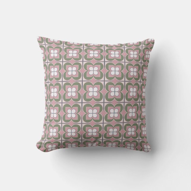 Geometric Flowers Throw Pillow (Front)