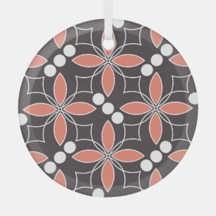 Geometric flowers, vintage artistic pattern. glass ornament