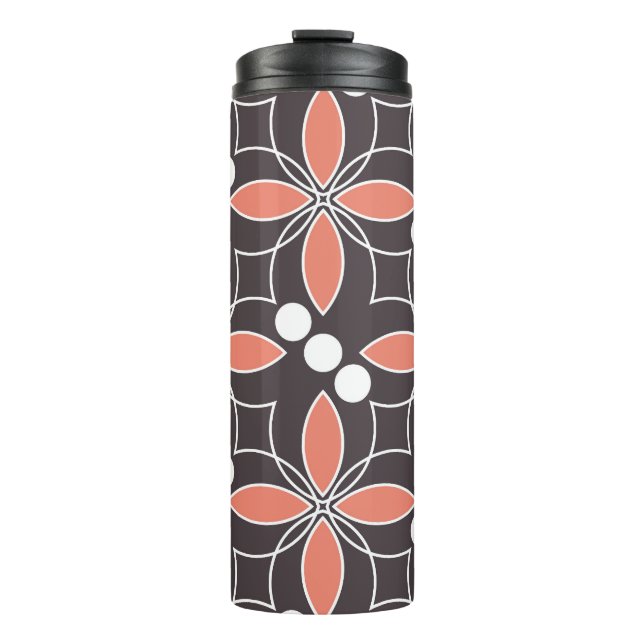 Geometric flowers, vintage artistic pattern. thermal tumbler (Front)