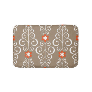 Geometric Flowers: Vintage Seamless Design Bath Mat