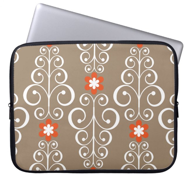 Geometric Flowers: Vintage Seamless Design Laptop Sleeve (Front)