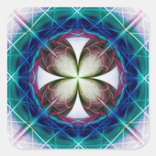 Geometric flowery pattern square sticker