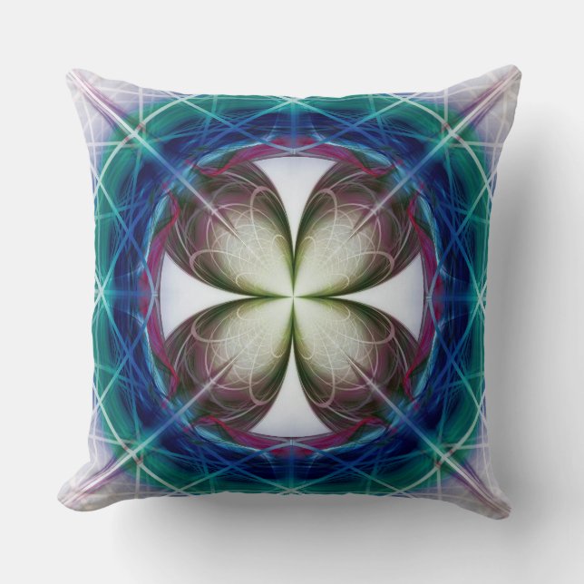 Geometric flowery pattern throw pillow (Front)