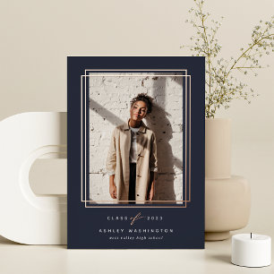 Geometric Foil Frame Photo Graduation Announcement