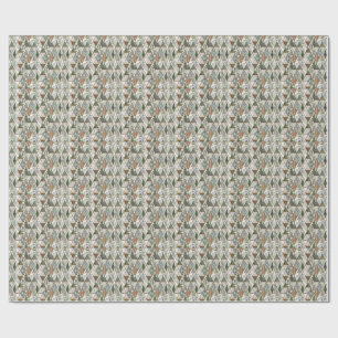 Geometric Forest Pine & Marble Leaf Tile Pattern Wrapping Paper