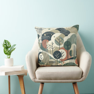 Geometric Forest Throw Pillow
