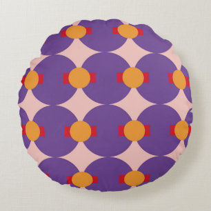 Geometric form retro pattern design vintage abstra round pillow