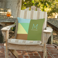 Geometric forms in cool colours, monogrammed