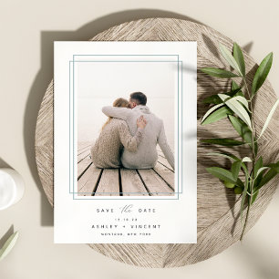 Geometric Frame Vertical Photo Save The Date