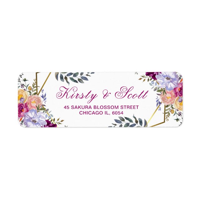 Geometric Frame & Watercolor Floral Wedding  (Front)