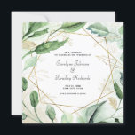 Geometric Frame Watercolor Greenery Save The Date<br><div class="desc">Geometric Frame Watercolor Greenery Save the Date Announcement. Send an announcement to family and friends about your wedding date with the greenery save the date announcement. It features watercolor greenery illustration with faux gold foil geometric frame and foliage accents.</div>