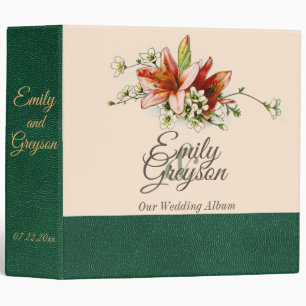 Geometric Frame with Tropical Lilies Wedding Album Binder