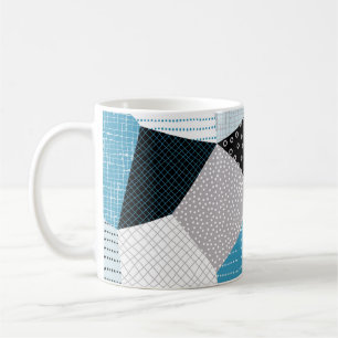 Geometric Freehand Drawing Patchwork Tiles Coffee Mug