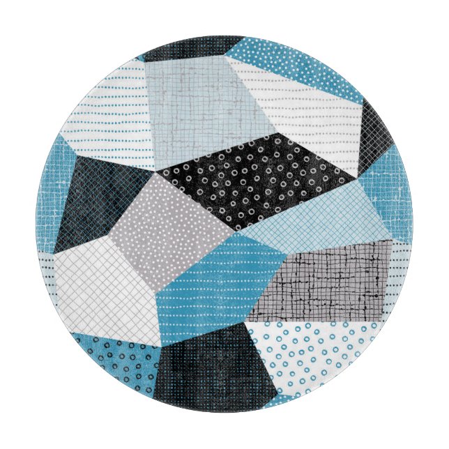 Geometric Freehand Drawing Patchwork Tiles Cutting Board (Front)