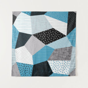 Geometric Freehand Drawing Patchwork Tiles Tapestry