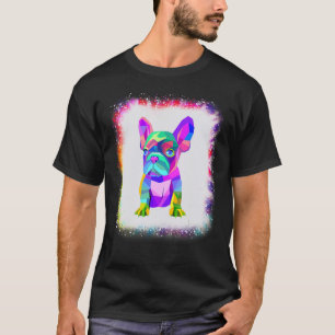 Geometric French Bull Dog Boy Girl Tie Dye Bleach  T-Shirt