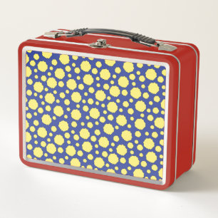 Geometric Funky yellow polka dots Metal Lunch Box