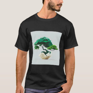 Geometric Fusion Where Bonsai Meets Mathematical B T-Shirt