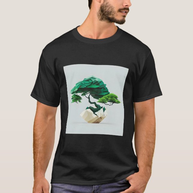 Geometric Fusion Where Bonsai Meets Mathematical B T-Shirt (Front)