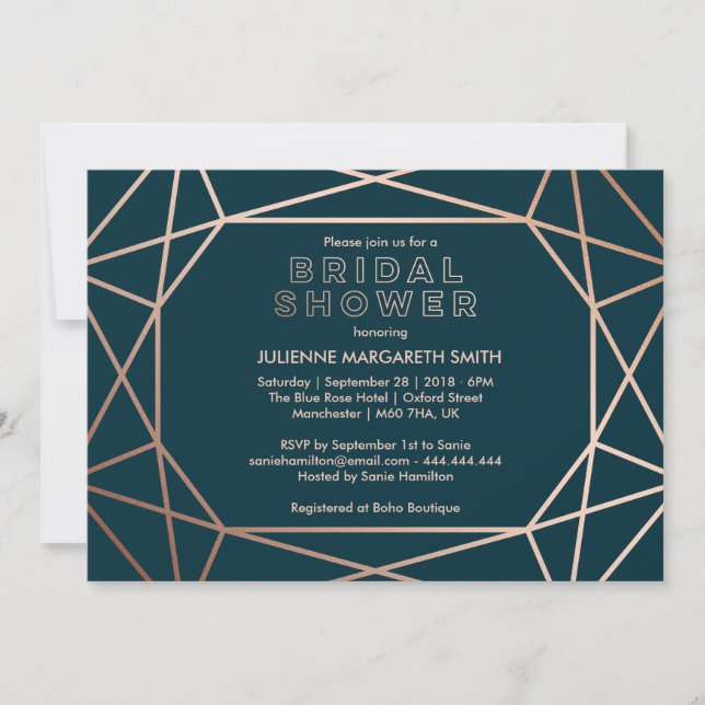 Geometric Gemstone Sophisticated Bridal Shower Invitation (Front)