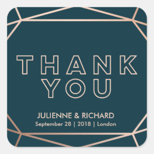 Geometric Gemstone Wedding Thank You Stickers