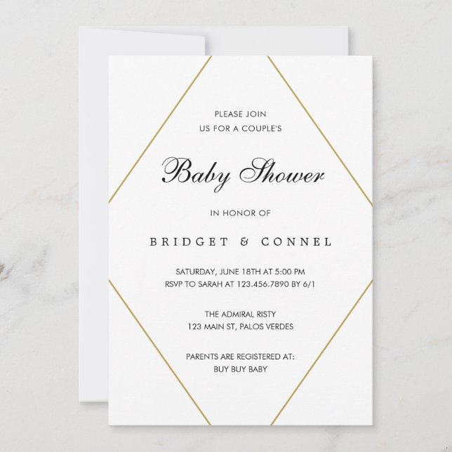 Geometric Gender Neutral Couples Baby Shower Invitation (Front)