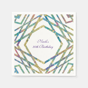 Geometric Glam Colours & Gold Custom Chic Party Napkin