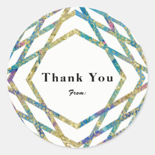 Geometric Glam Colours & Gold Custom Party Favour Classic Round Sticker