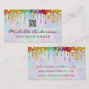 Geometric Glamour Sparkle   Glitter Drip Business Card