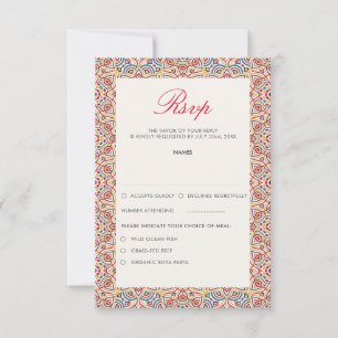 Geometric Glittering Metallic Luxury Wedding RSVP Card