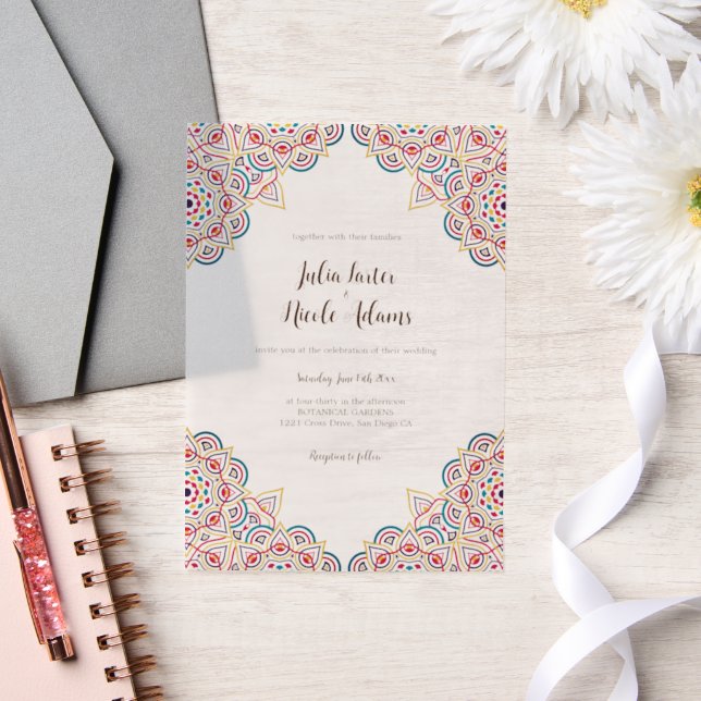 Geometric Glittering Metallic Luxury Wedding Vellum Invitations (Wedding)