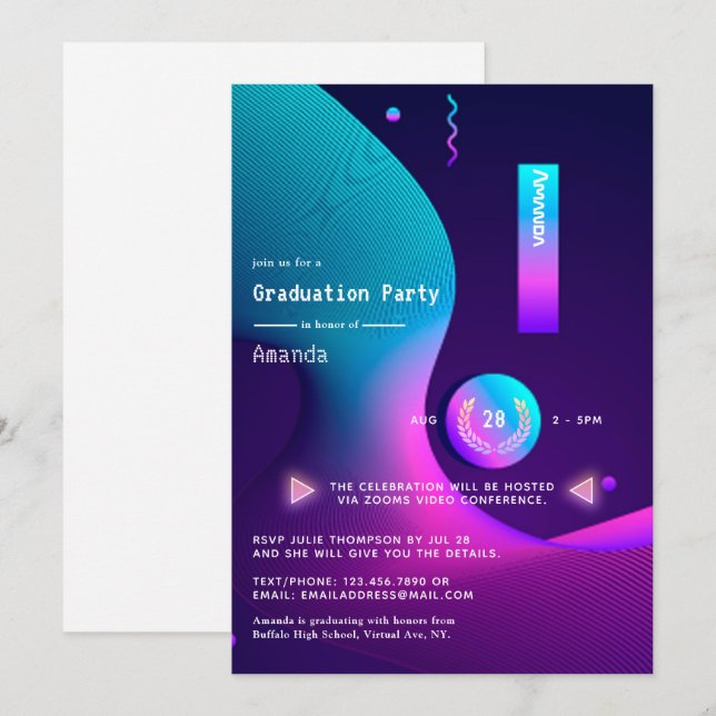 Geometric Glow Graduation Party Invitation (Front/Back)