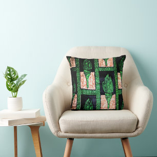 Geometric Gold and Green Pattern” Throw Pillow