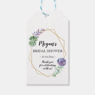 Geometric gold and succulents Favour Gift Tag
